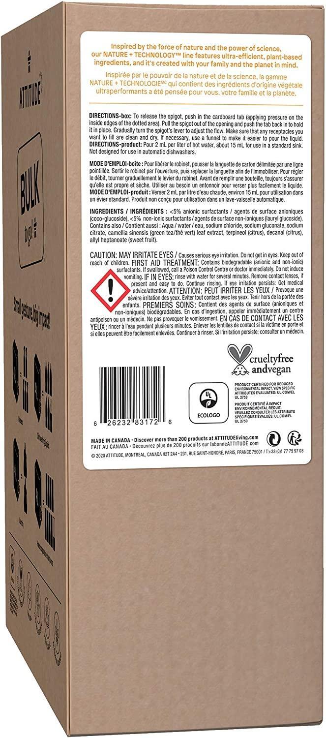 Attitude Dishwashing Liquid Advance w/ Citrus Zest Degreasing Power 4L 135.3 oz
