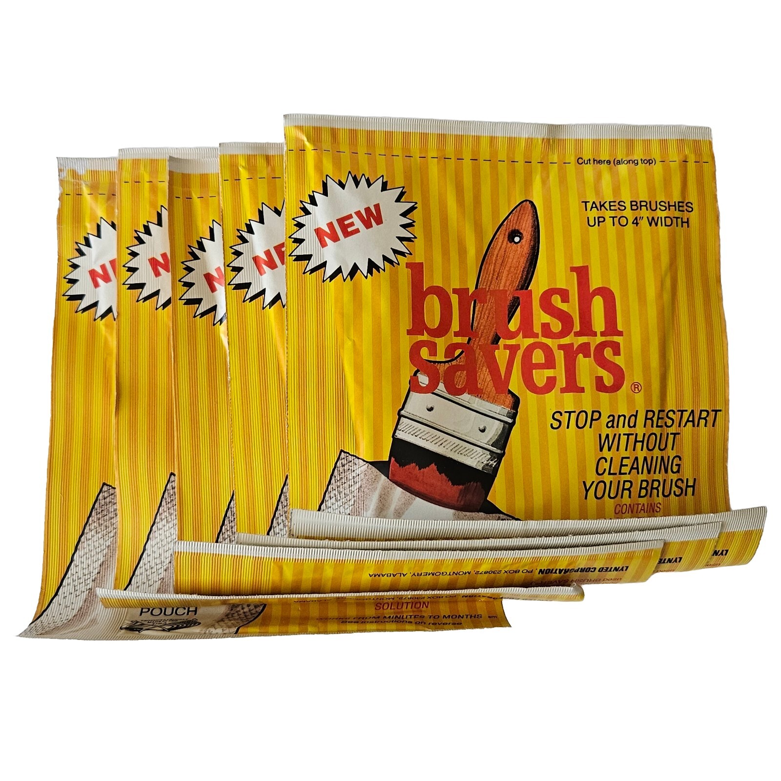 Vintage Brush Savers Paint Brush Solution 5 Pouches Nontoxic Lynted Corp USA