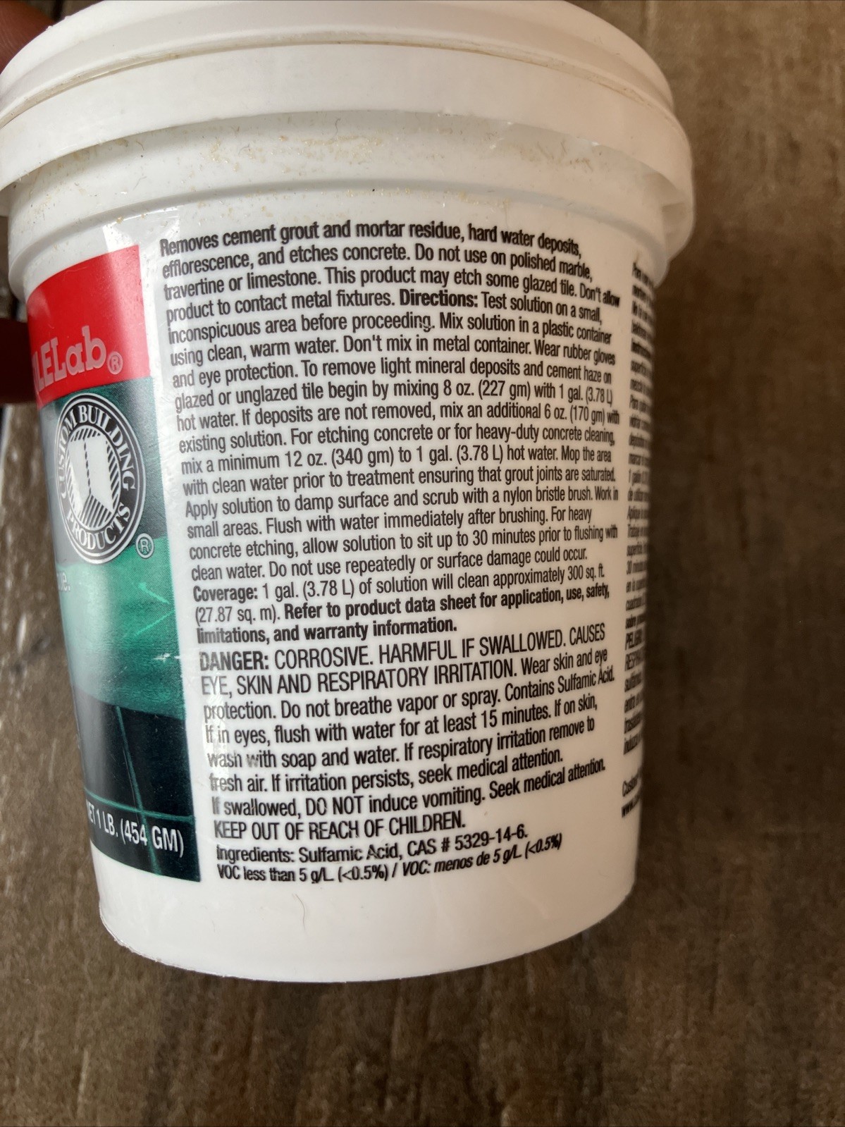 TILELab 1 Lb. Crystals Sulfamic Acid Cleaner TLSACRA1 Tile Grout Haze Residue
