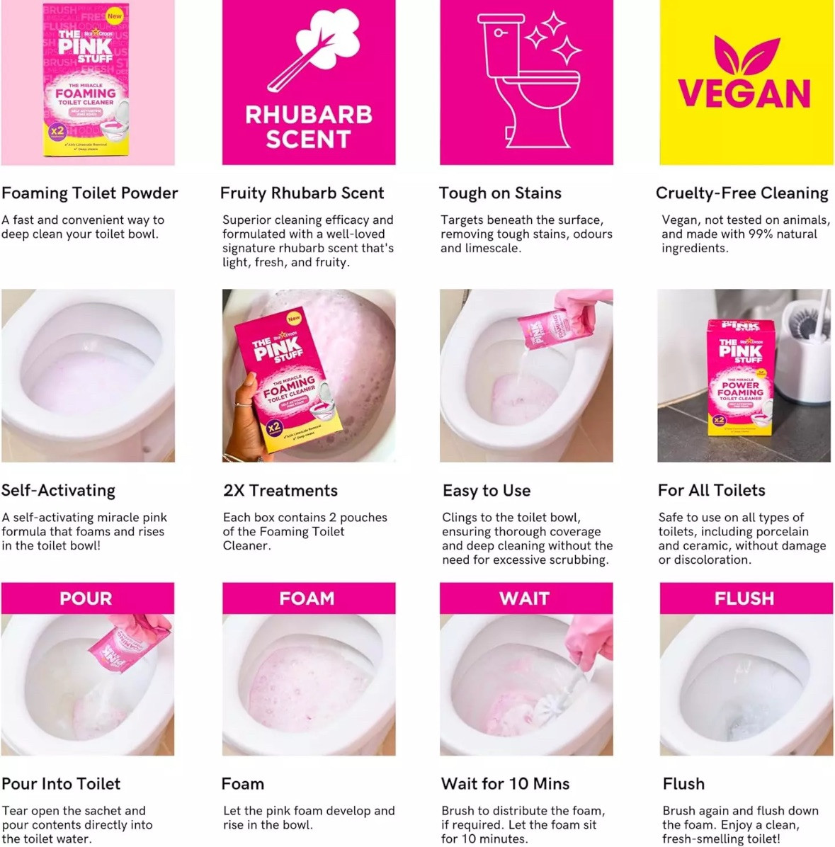 Stardrops The Pink Stuff Miracle Power Foaming Toilet Cleaner – Self-Activati…