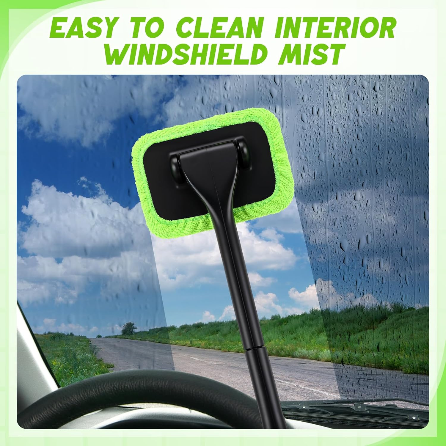 8 Pcs Car Windshield Cleaner Tool Kit with Removable Handle, Microfiber Towel Pa