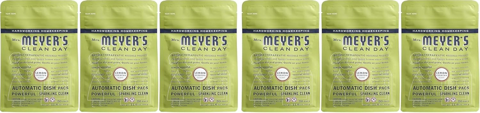 MRS. MEYER’S CLEAN DAY Automatic Dishwasher Pods, Lemon Verbena, 20 Count