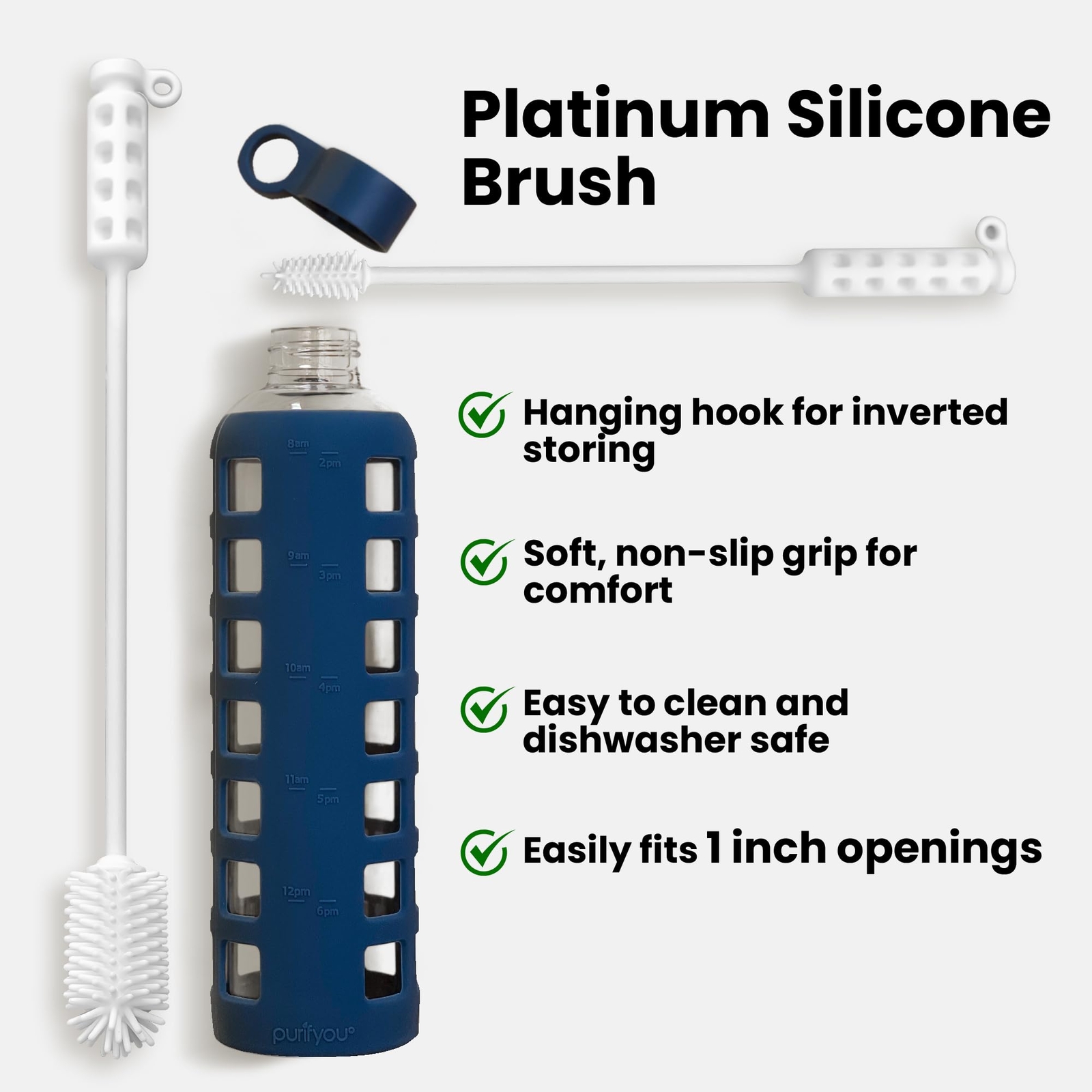 Silicone Water Bottle Cleaning Brush Set 16inch & 12inch Flexible Durable Silico