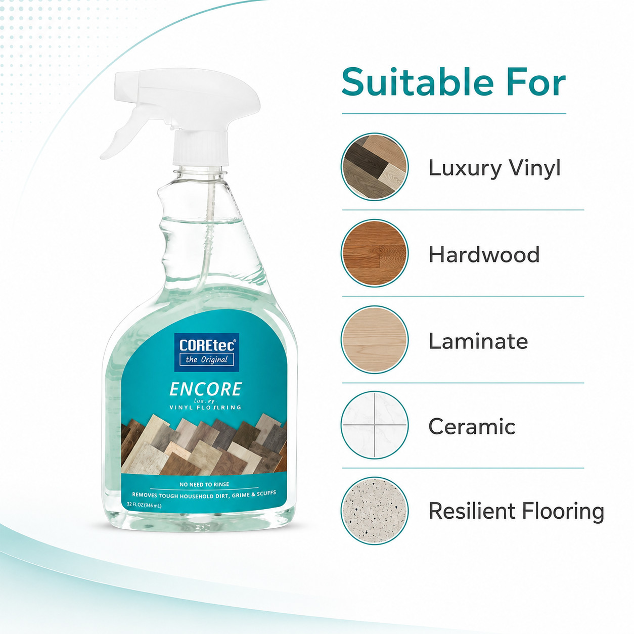 COREtec Encore Luxury Vinyl Floor Cleaner 32 fl oz No Rinse pH Neutral
