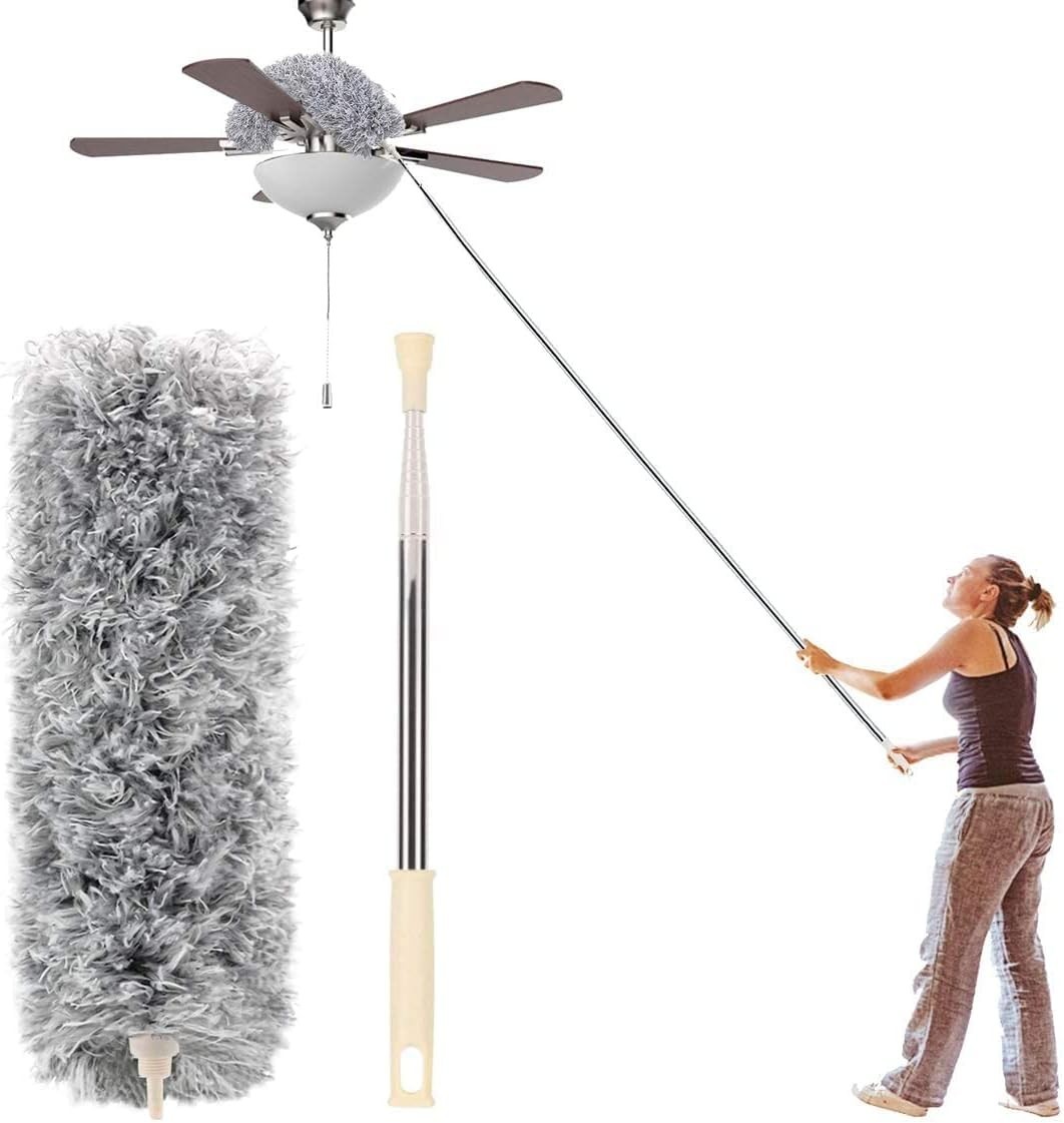 Extendable Microfiber Duster 30-100” with Bendable Head for Pristine Cleaning