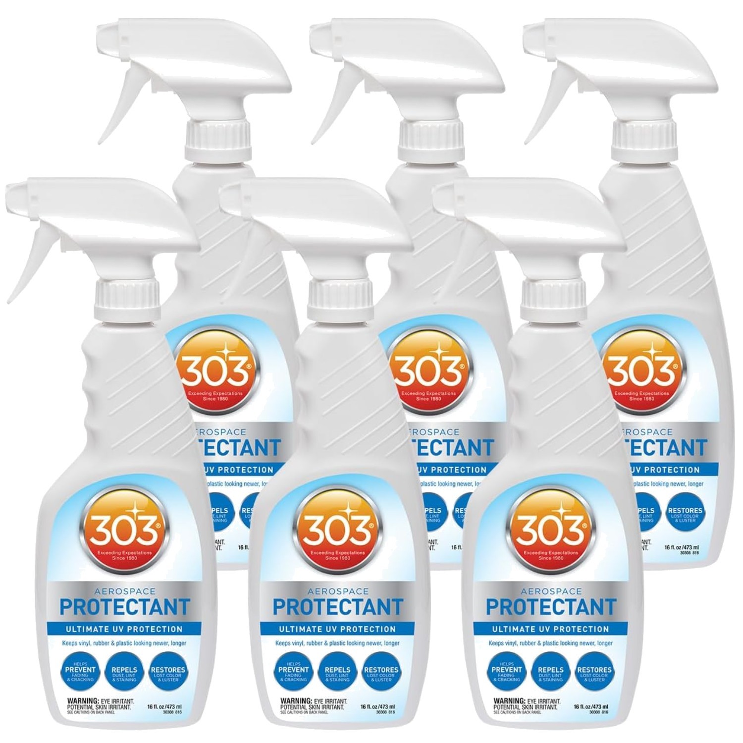 6 Pack 303 Aerospace Protectant Spray – Matte Finish & Dust Repellent 16 Fl. Oz.
