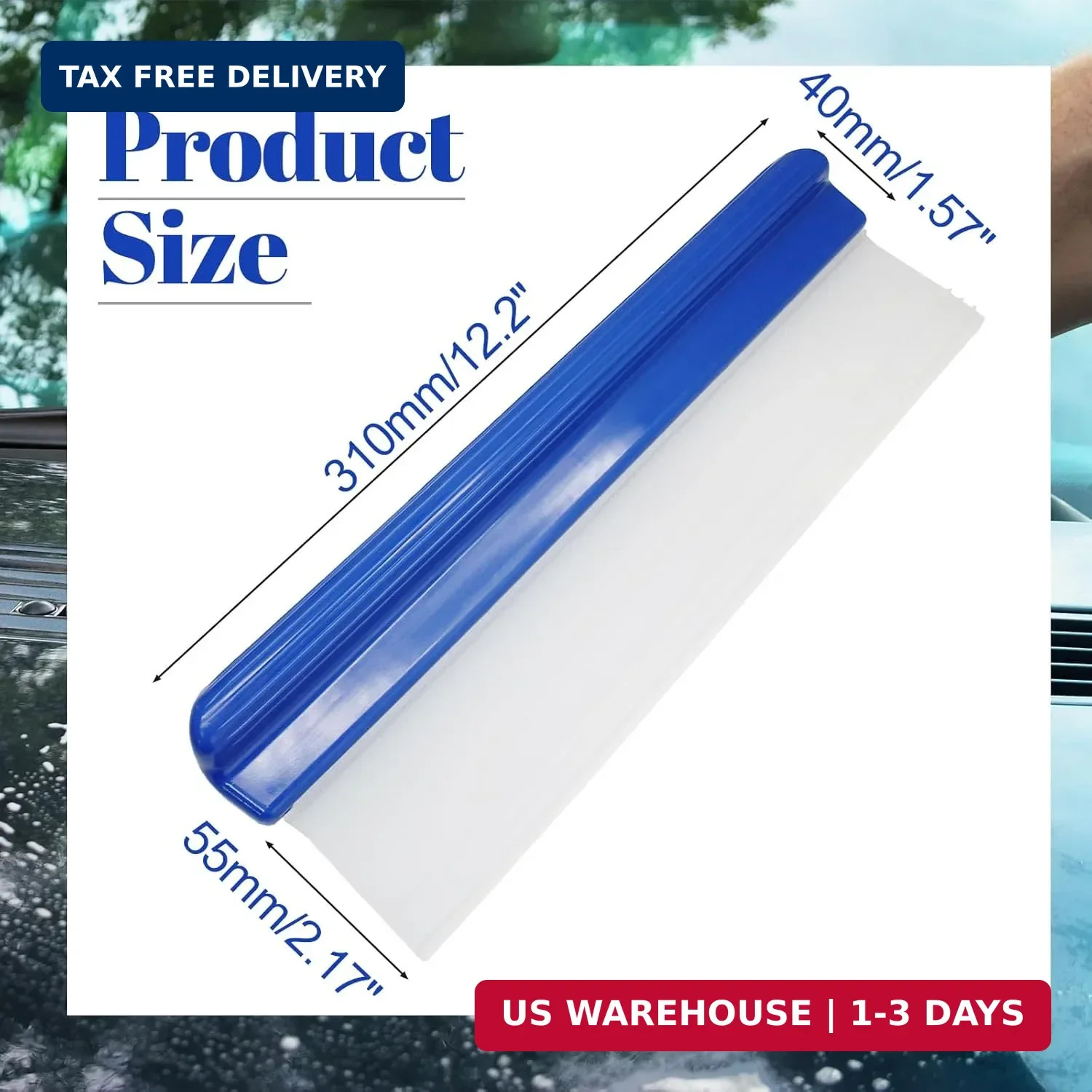 Uenhoy 2 Pack Car Squeegee 12 Inches, Flexible Car Water Scraper Automotive Wipe