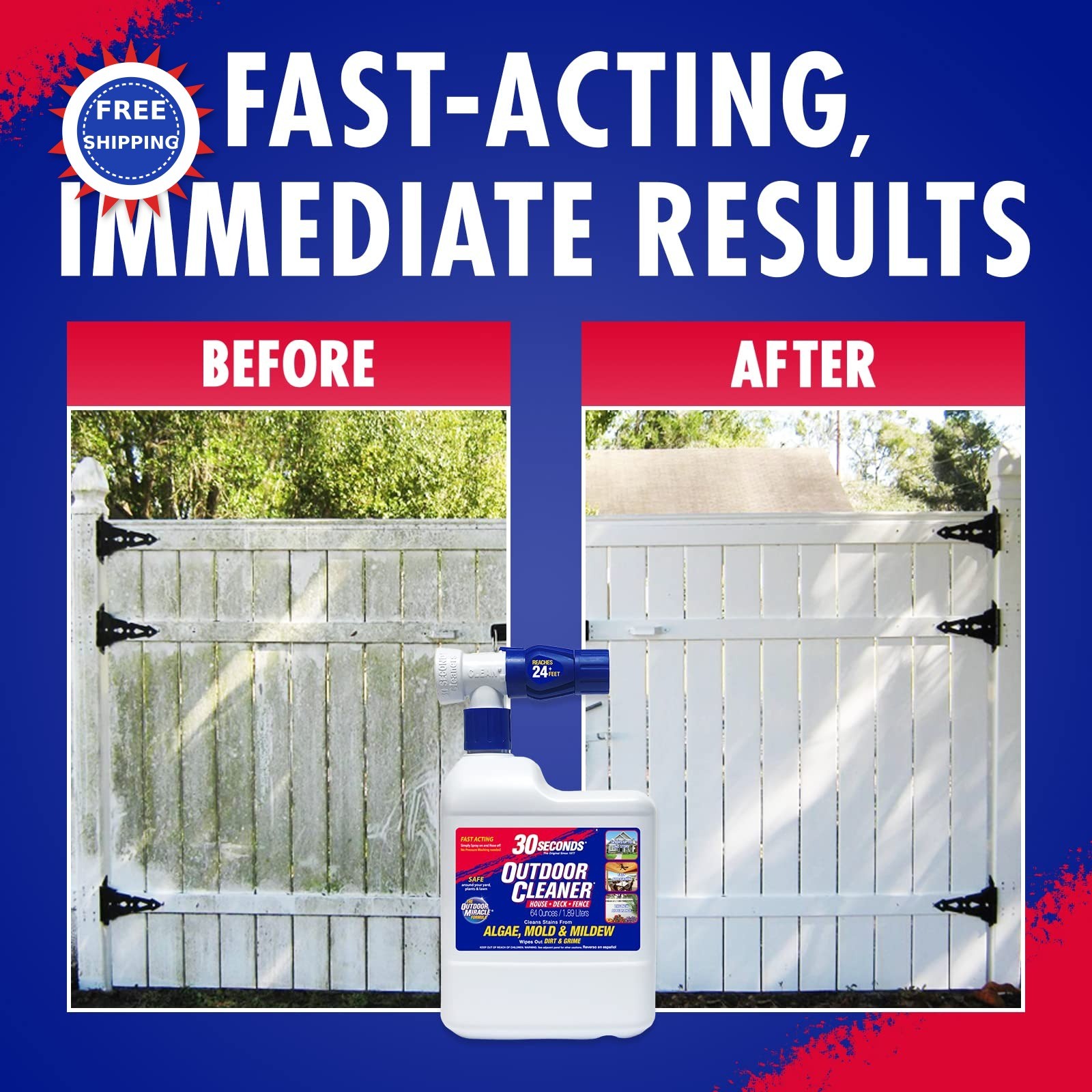 Cleaner 2 Pack with Hose End Sprayer 64 Fl Oz of Outdoor SECONDS Cleans Stains