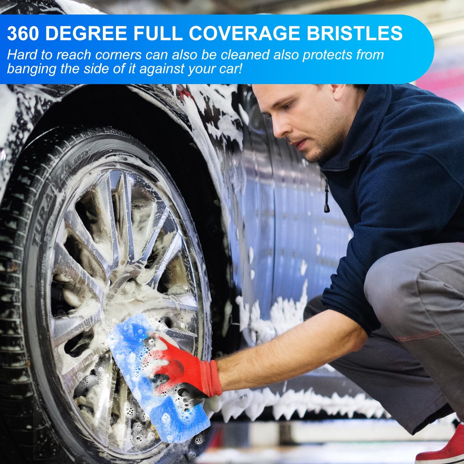 2 Pcs Car Wash Brush Head with Soft Detailing Bristle Flow Through Car Cleani…