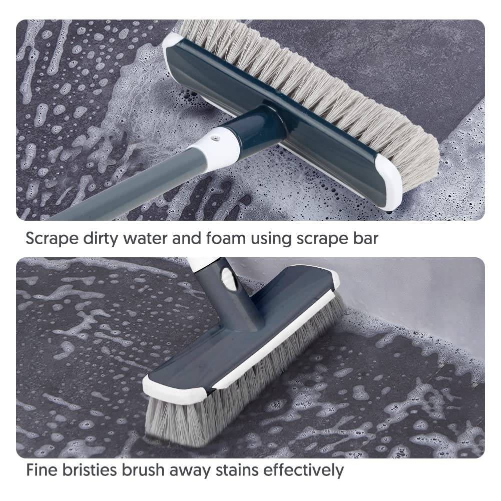 Floor Scrubber with Long Handle, 2 in 1 Scrubbing Brush Stiff Bristle Shower …