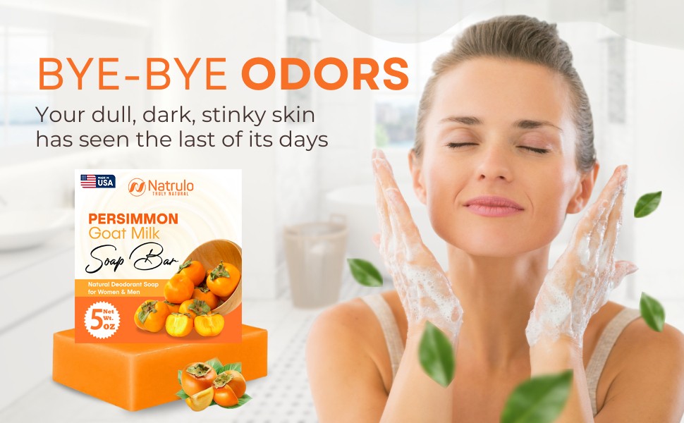 Persimmon Soap Bar for Body Odor Control – Purifying Deodorizing Body Wash with
