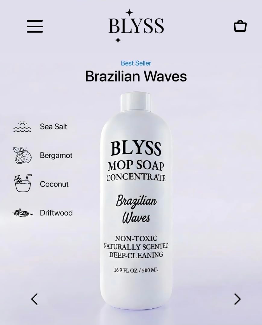 Blyss Mop Soap 4 Variety Pack Brazilian Waves Heartbreaker Baja Sunwashed Linen