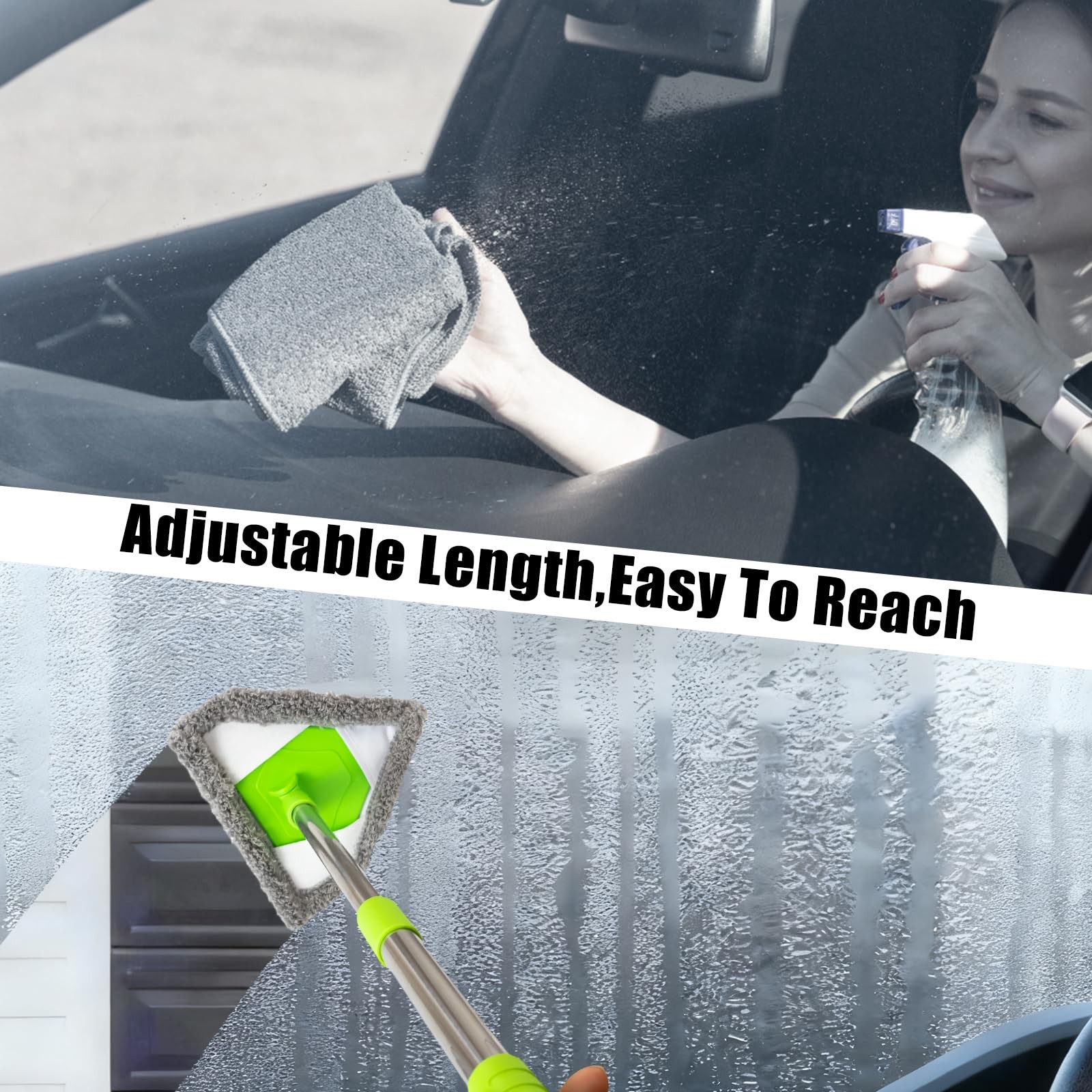 Car Windshield Squeegee Cleaning Tool – Vehicle Window Cleaner with 4 Reusabl…
