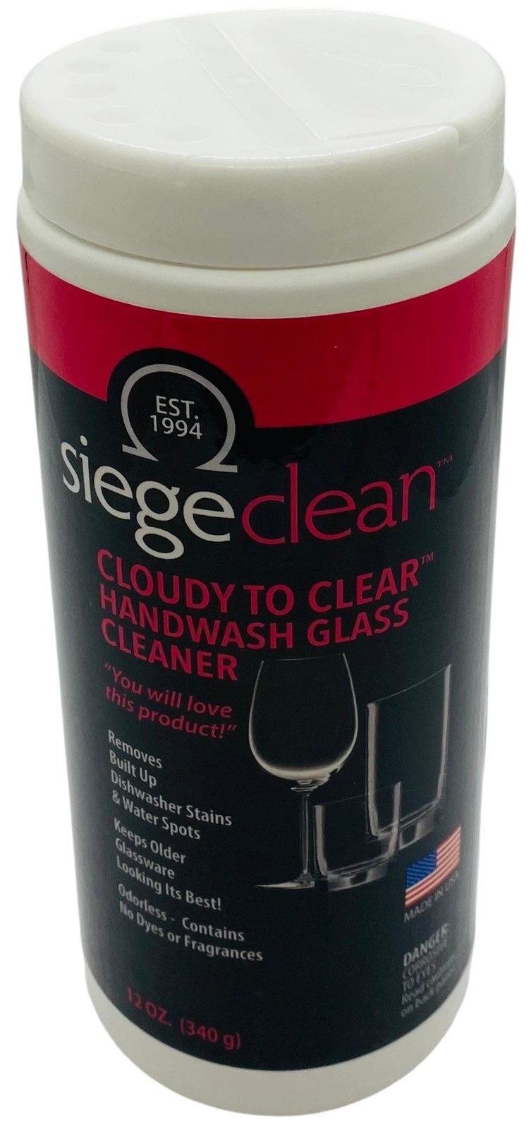P-35, Siege Handwash Glass Powder Cleaner, 12 oz, Earth Friendly, Made in USA