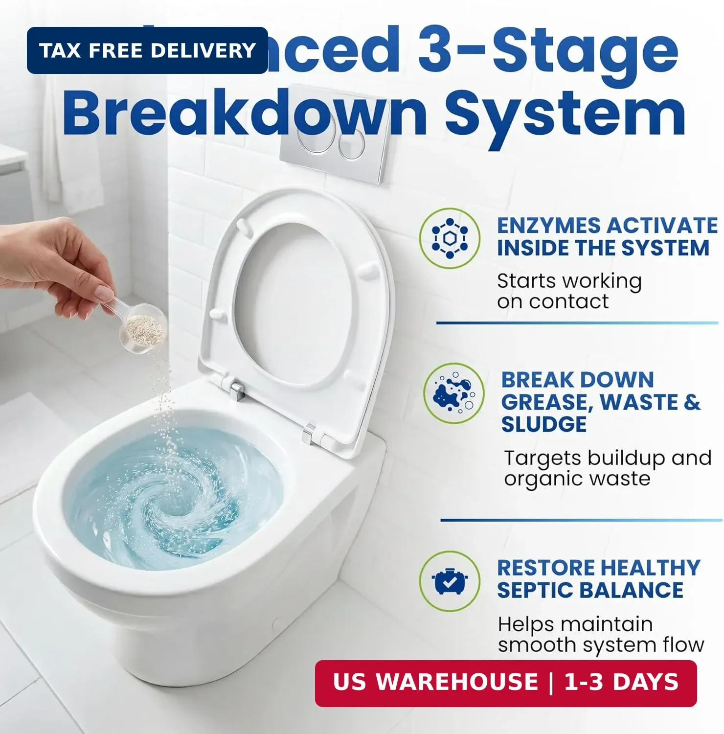 Septic Balance, 3 Septic Tank Treatments – 3 Month Supply – Septic Tank Cleaner