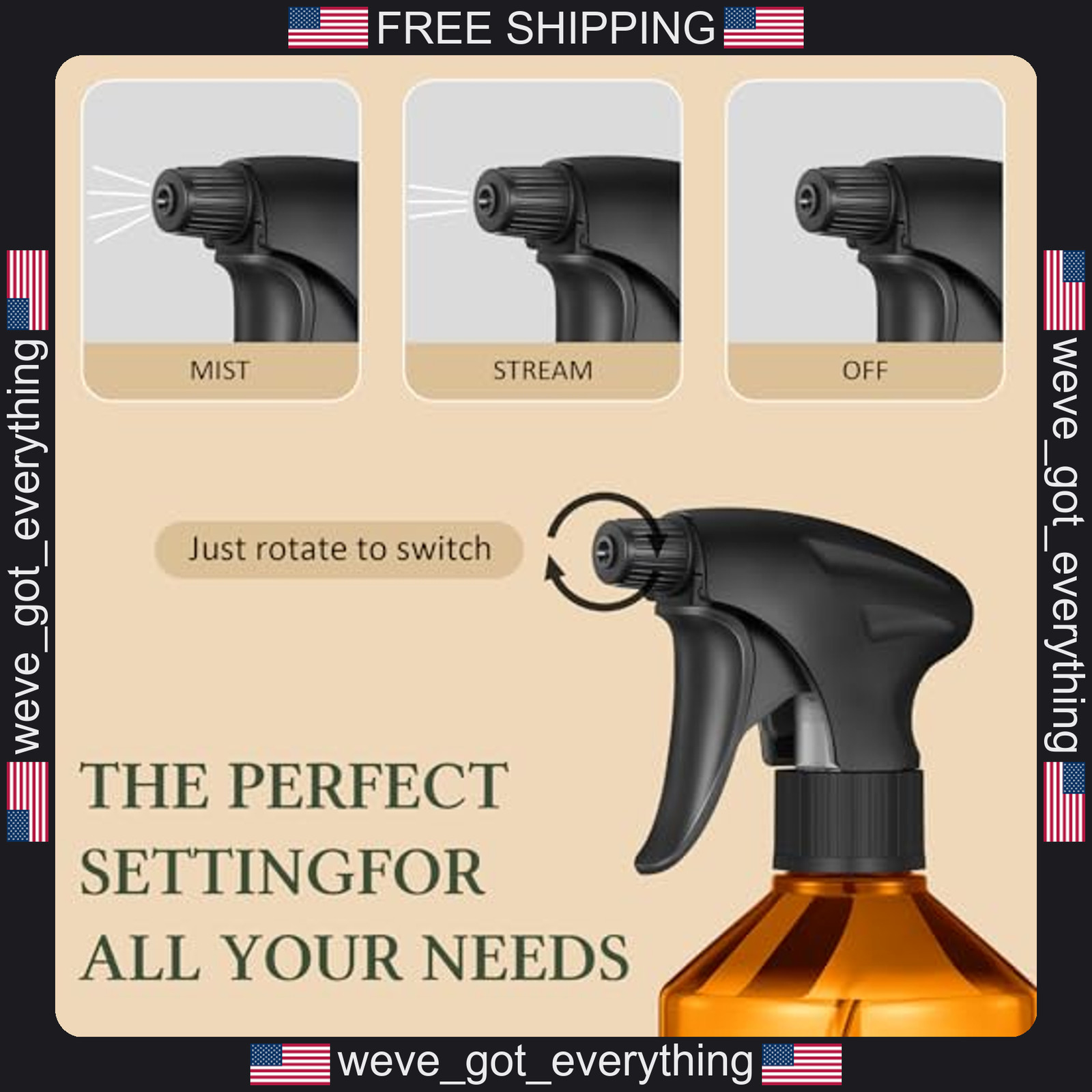 2 Pack 16 oz Plastic Spray Bottles for Cleaning and Gardening