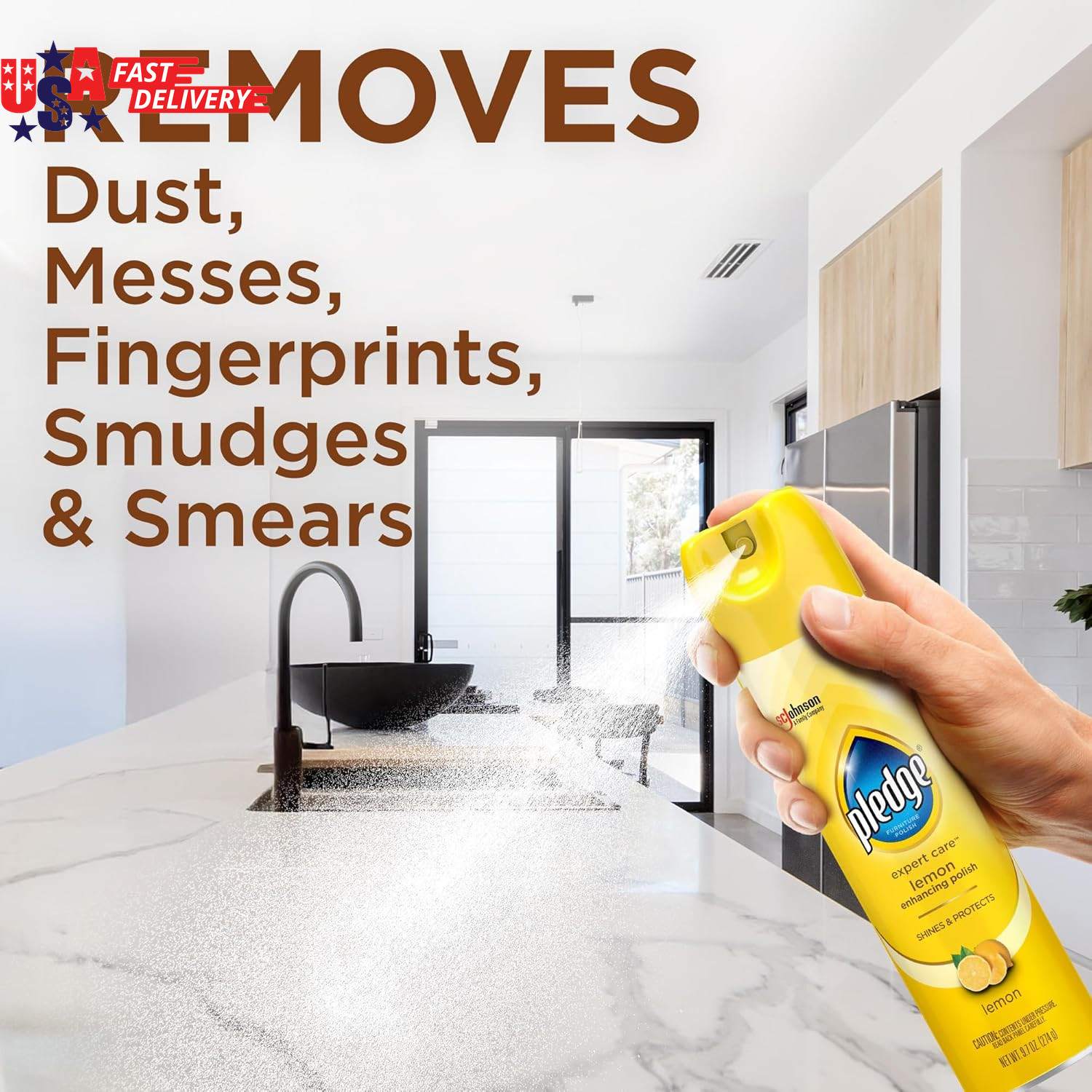 Pledge Enhancing Polish Spray, Wood Furniture & Stainless Steel Polish, Remove D