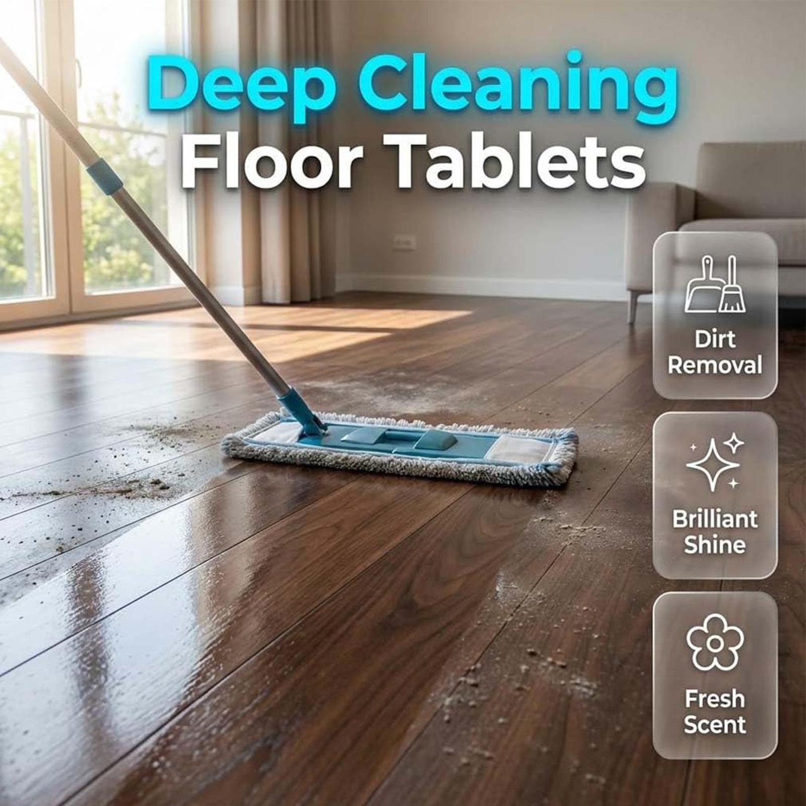 Multi-Effect Floor Clean Tablets 30Pcs Scented Quick Drying Stain Remover Sheets