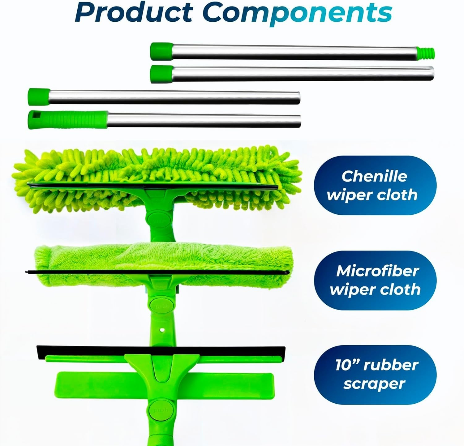 2-in-1 Window Squeegee & Microfiber Scrubber for Solar Panels & RVs