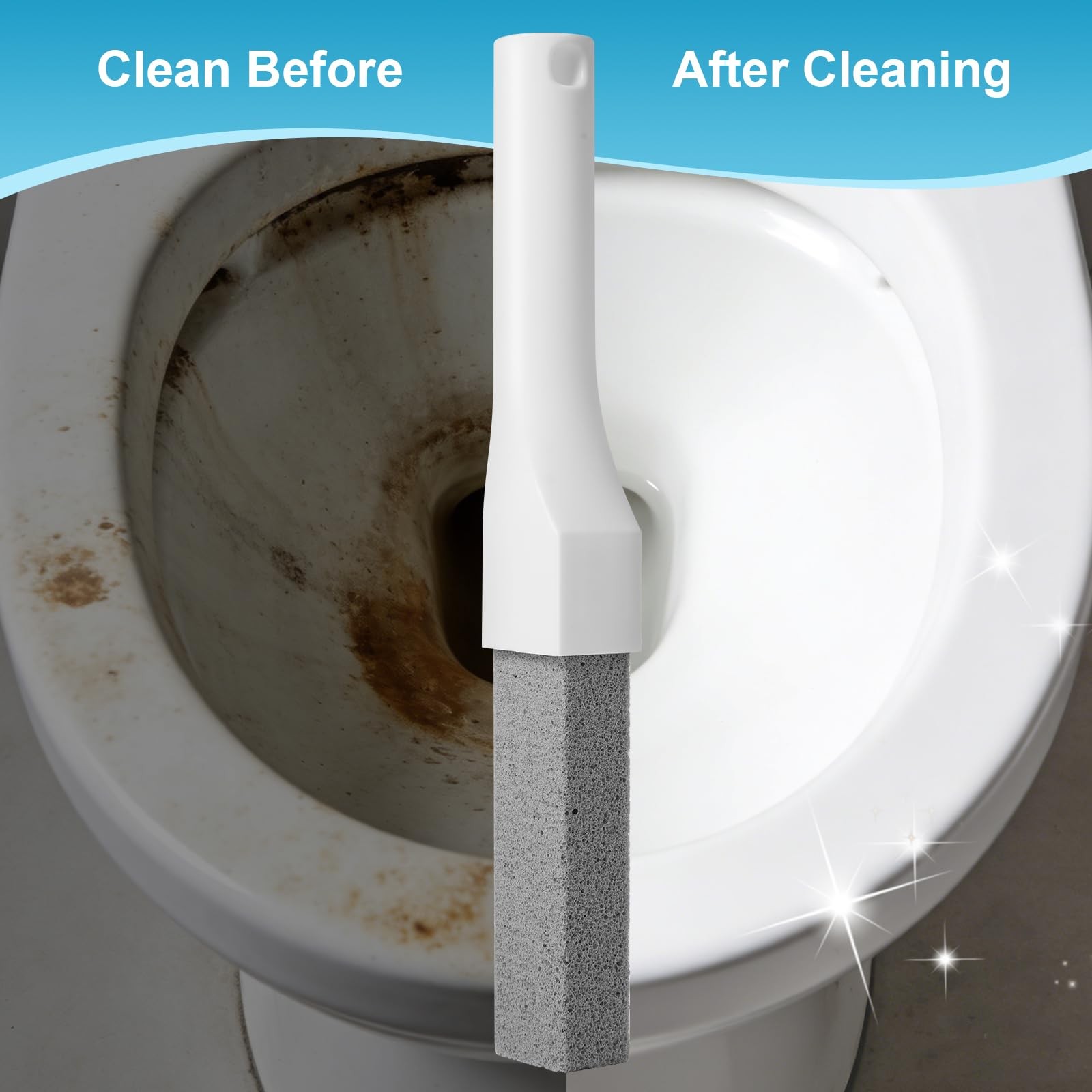 8 Pack Pumice Stone Toilet Bowl Cleaner with Long Handle – Replaceable Toilet…
