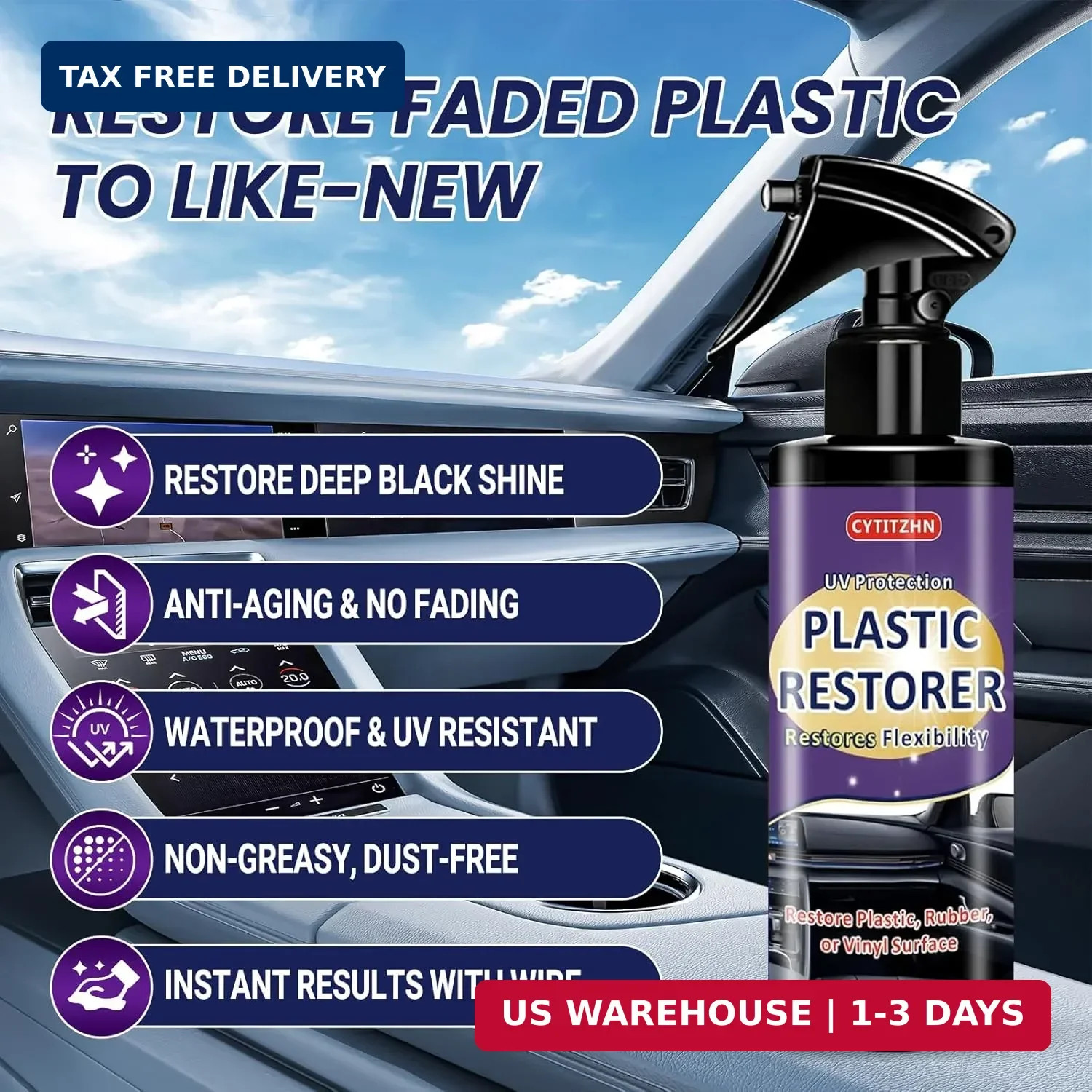 Black Plastic Restorer for Cars – Ceramic Trim Coating Restores Faded Black Trim