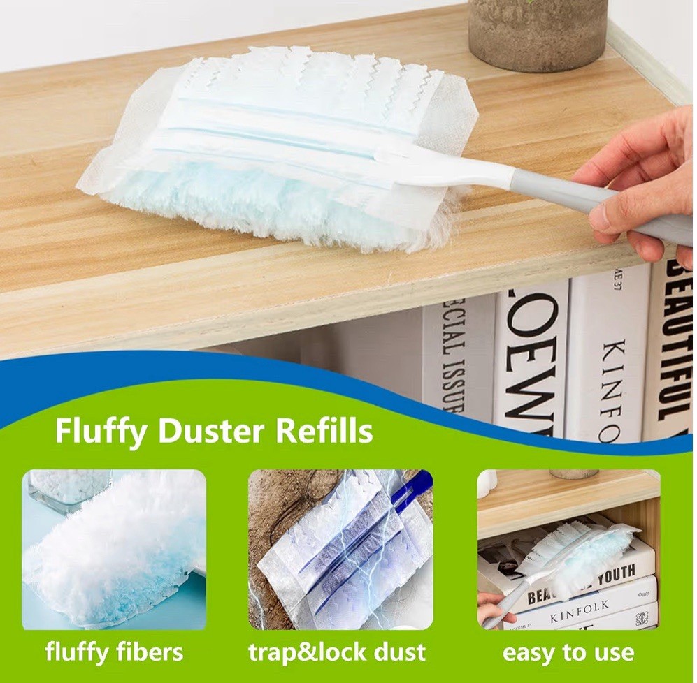 Disposable Duster Refills Bulk Blue Electrostatic Duster Heads Heavy Duty 40 CT
