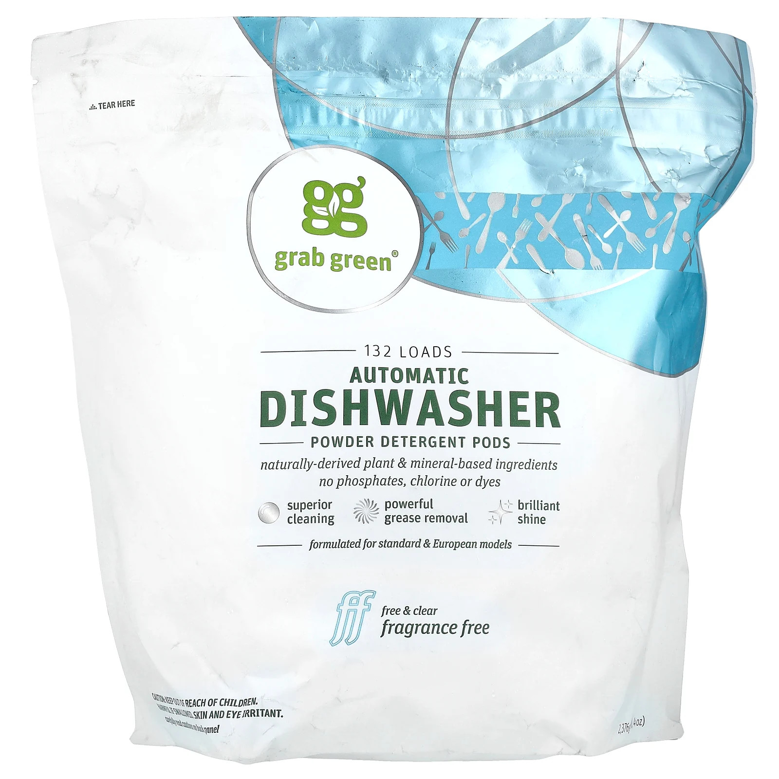 Automatic Dishwasher Powder Detergent Pods, Fragrance Free, 132 Loads, 5 lbs 4