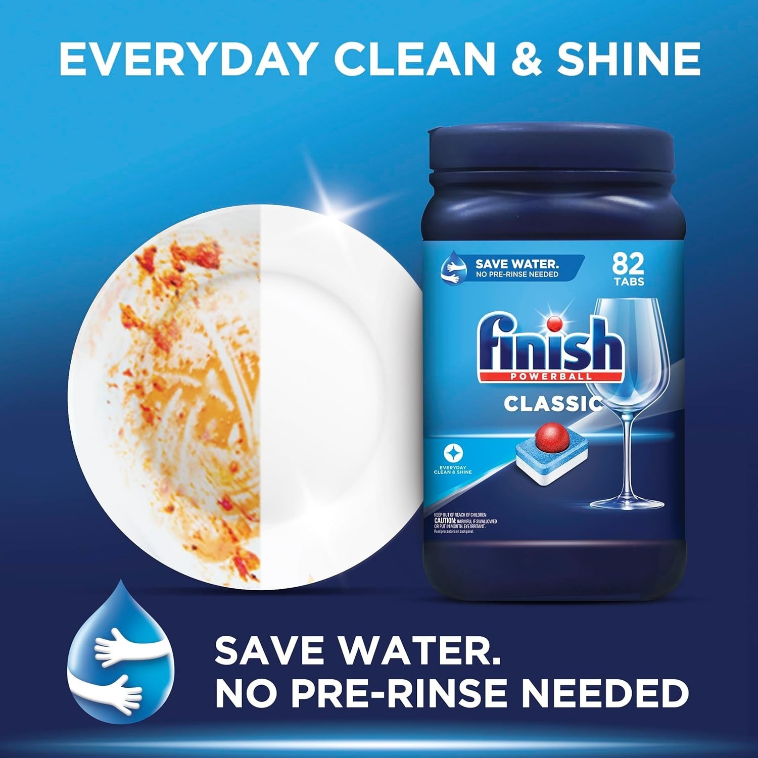 Finish Classic Dishwasher Pods,No Pre-Rinse Dishwasher Detergent Soap For Clean