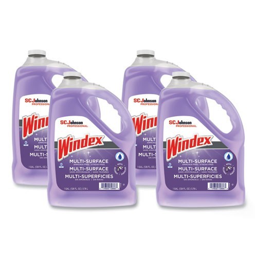 Windex Non-Ammoniated Glass/Multi Surface Cleaner, 128 oz Bottle, 4/CT