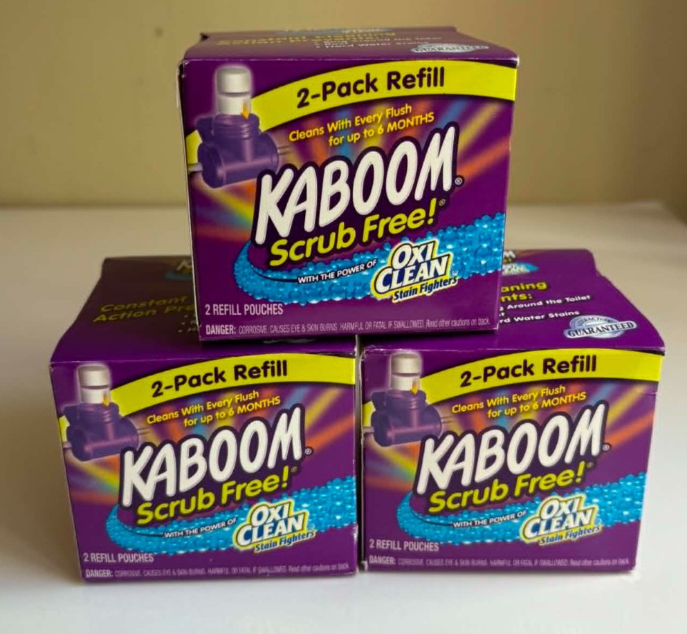 3 Kaboom Scrub Free Continuous Toilet Cleaning System Refill Pouches 2 Refill Ea