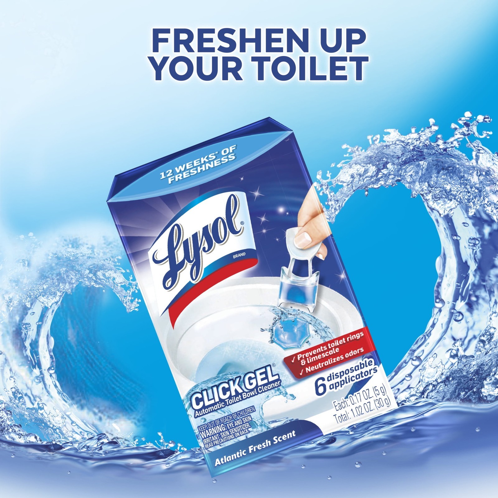 (2 pack Click Gel Automatic Toilet Bowl Cleaner Ocean Fresh Scent 6 Count