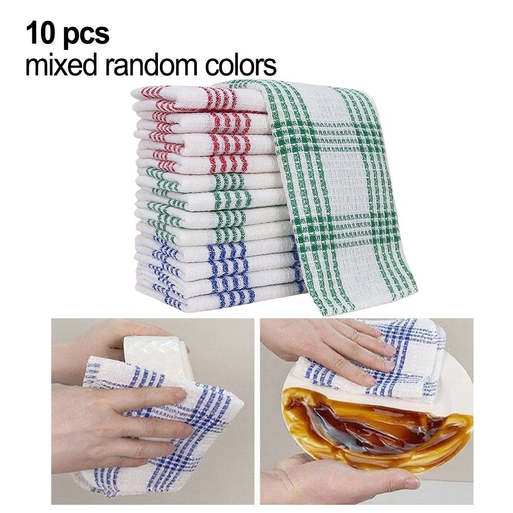 Kitchen Cleaning Rags 10 Piece Microfiber Dish Cloths Absorbent Reusable Towels