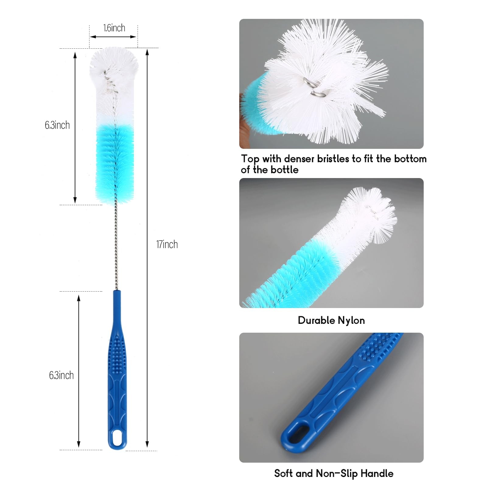 12 Pack Glass Tube Pipe Cleaner Set, 17 Inch Long Handle Nylon Brush for Neck…