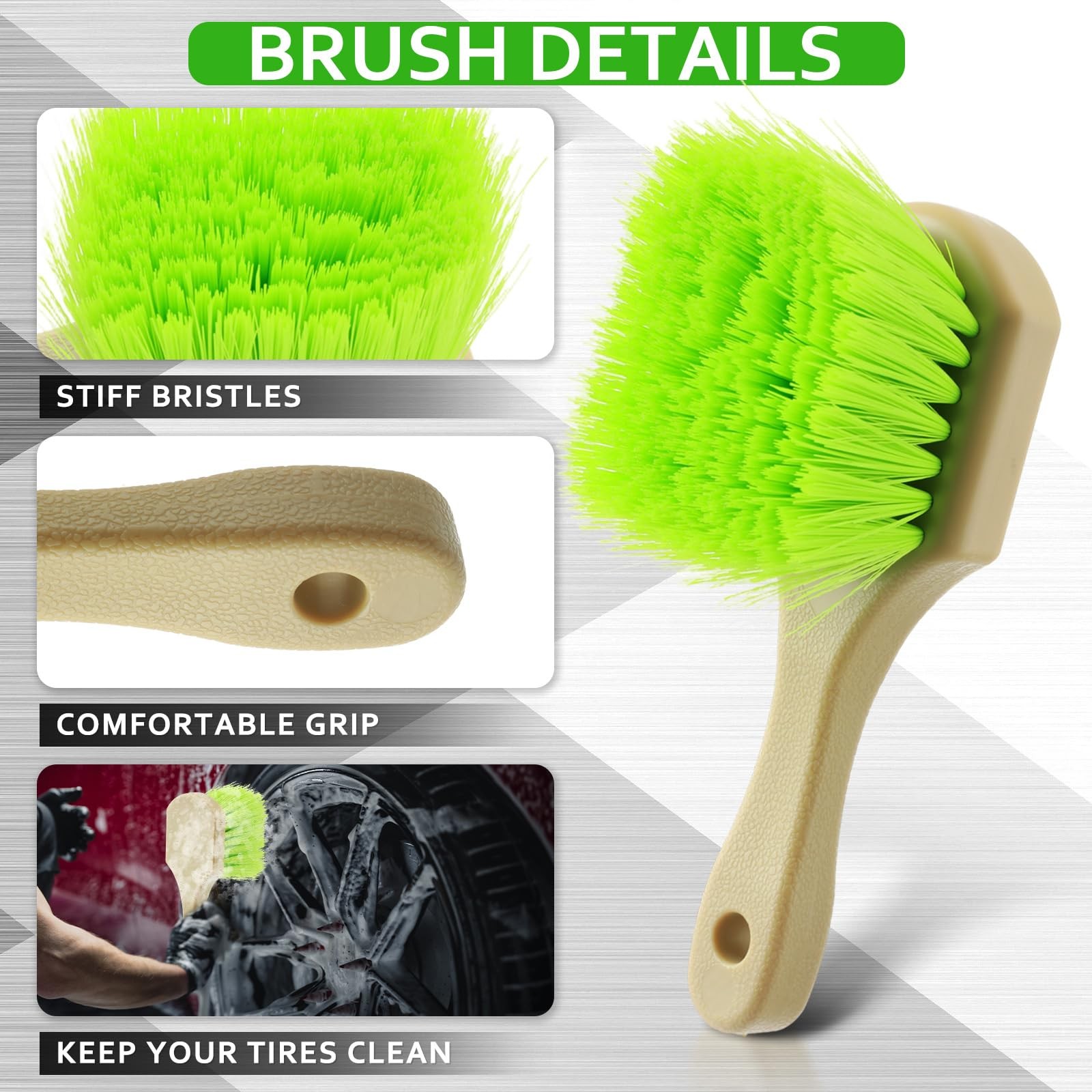 2 Pcs 10 Inch Car Wash Brush Head with Soft Detailing Bristle Flow Through Ca…