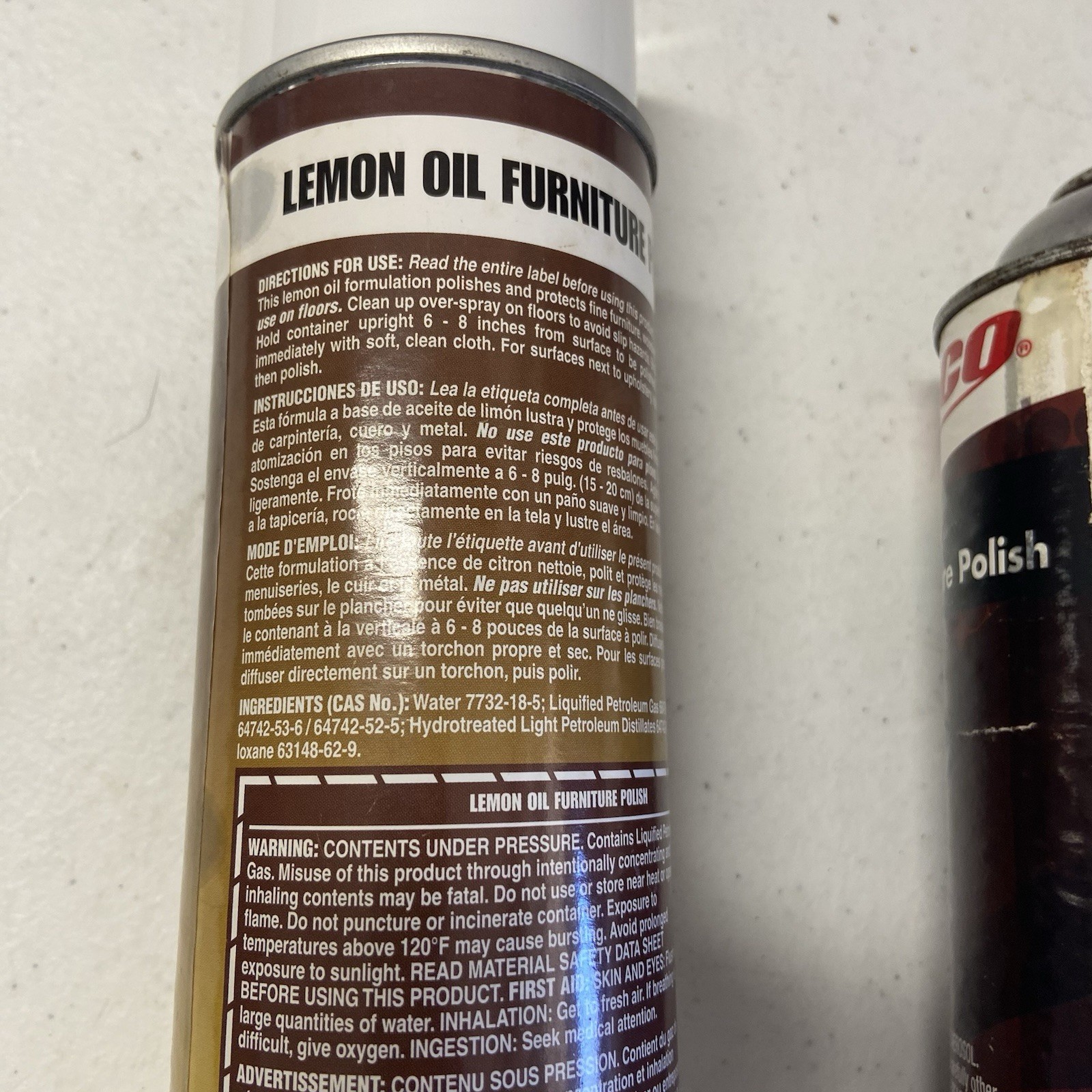 2 Betco Lemon Furniture Polish, Lemon Scent, 19 oz & 17 Aerosol Can 2009/ 2015