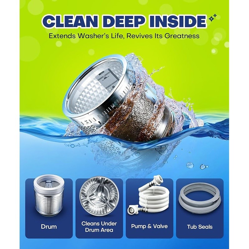 Washing Machine Cleaner Tablets Deep Clean Odor Eliminator Pet Hair Safe New
