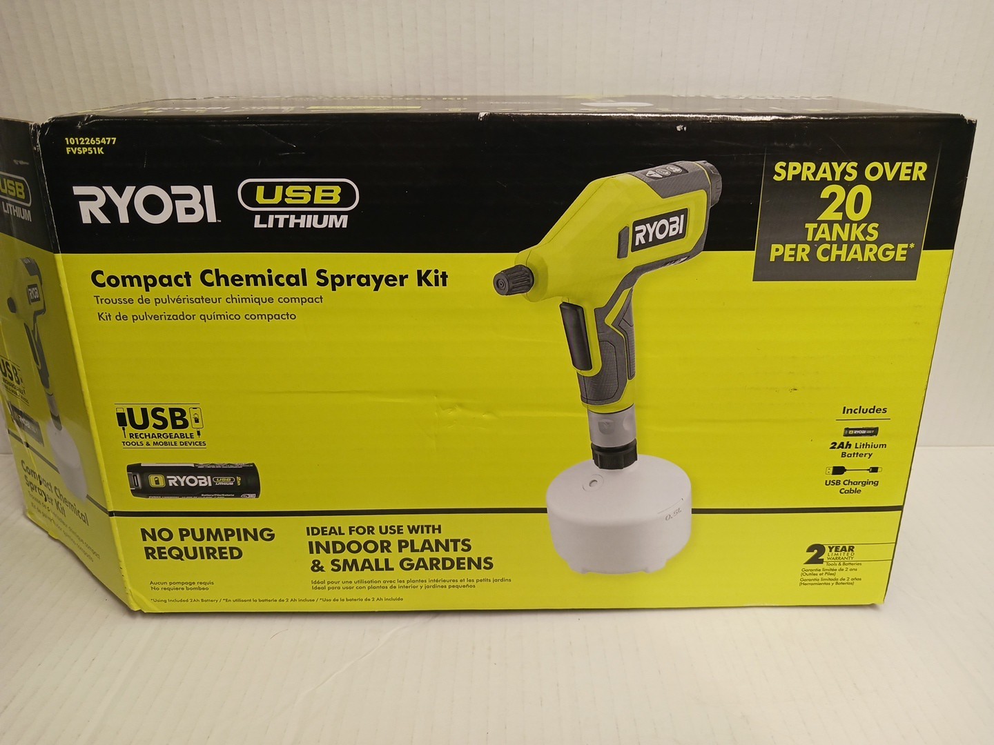 USB Lithium Cordless Compact Sprayer with 2.0 Ah Battery and Charging Cable