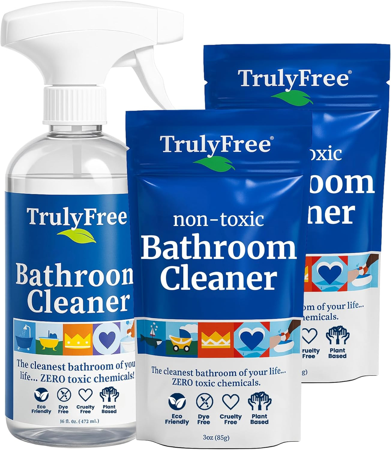 All Natural Non-Toxic Bathroom Cleaner Spray Kit, Organic Bath & Tile Cleaning S