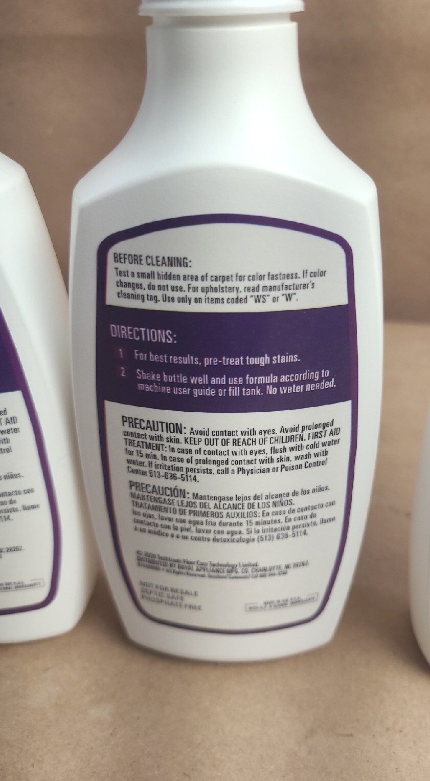New Lot Of 3 Hoover Paws and Claws Spot Cleaner Carpet Cleaning Formula 6oz