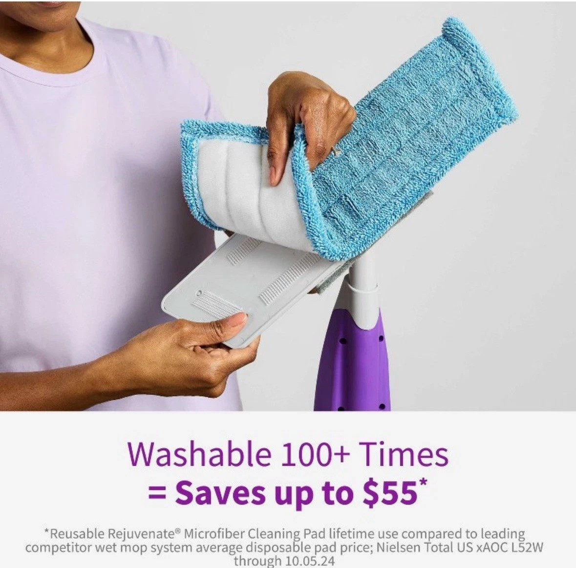 Rejuvenate Click N Clean Microfiber Washable & Reusable Mop Cleaning Pad Refill