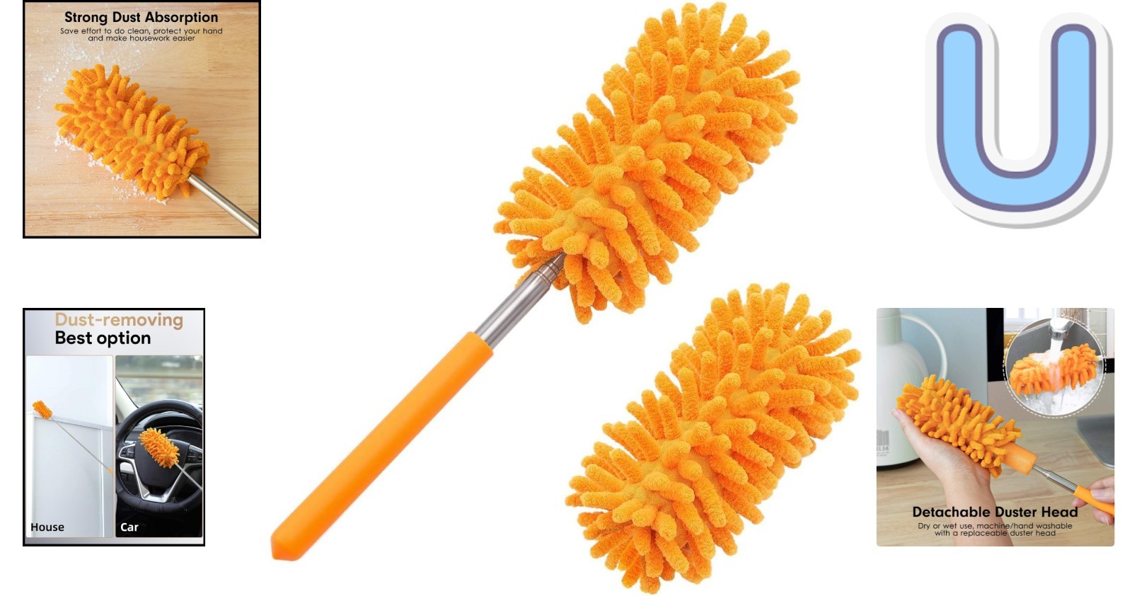 2-Pack Microfiber Dusting Set: Hand Washable & Perfect for Windows, Cars & Fans