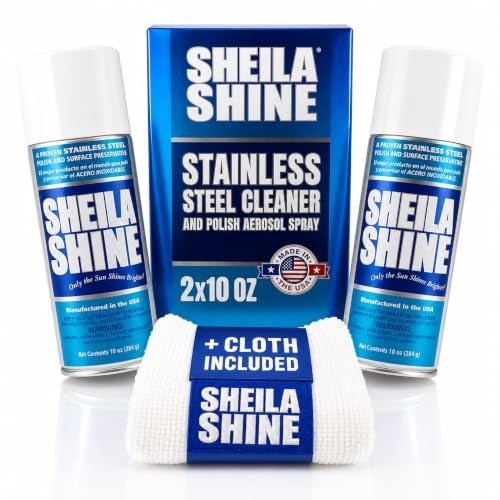 2 x 10oz Stainless Steel Cleaner and Polish w/ Microfiber Cloth – Cleans, Pol…