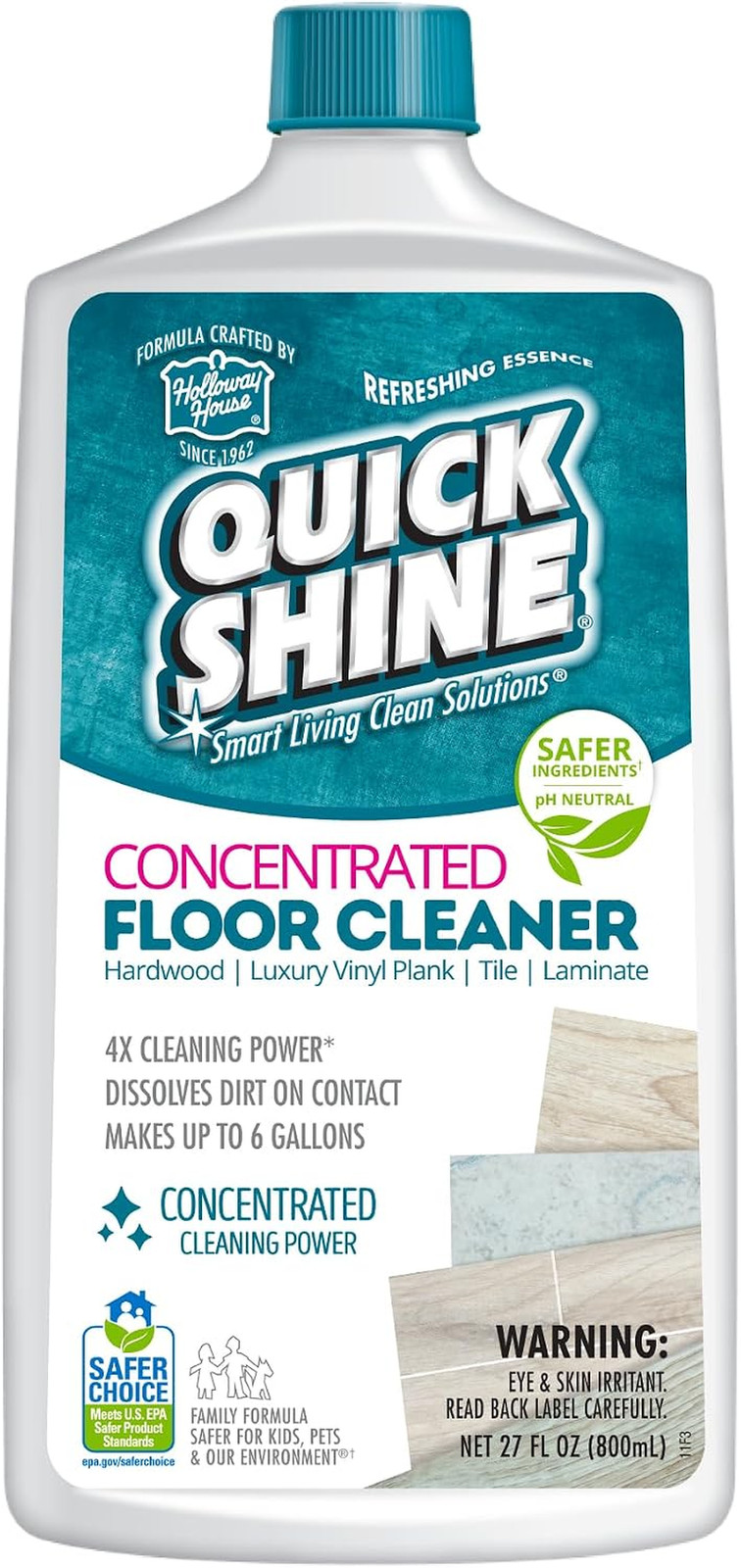 Quick Shine Concentrated Floor Cleaner 27 Oz Makes 27 Gallons Hardwood Tile