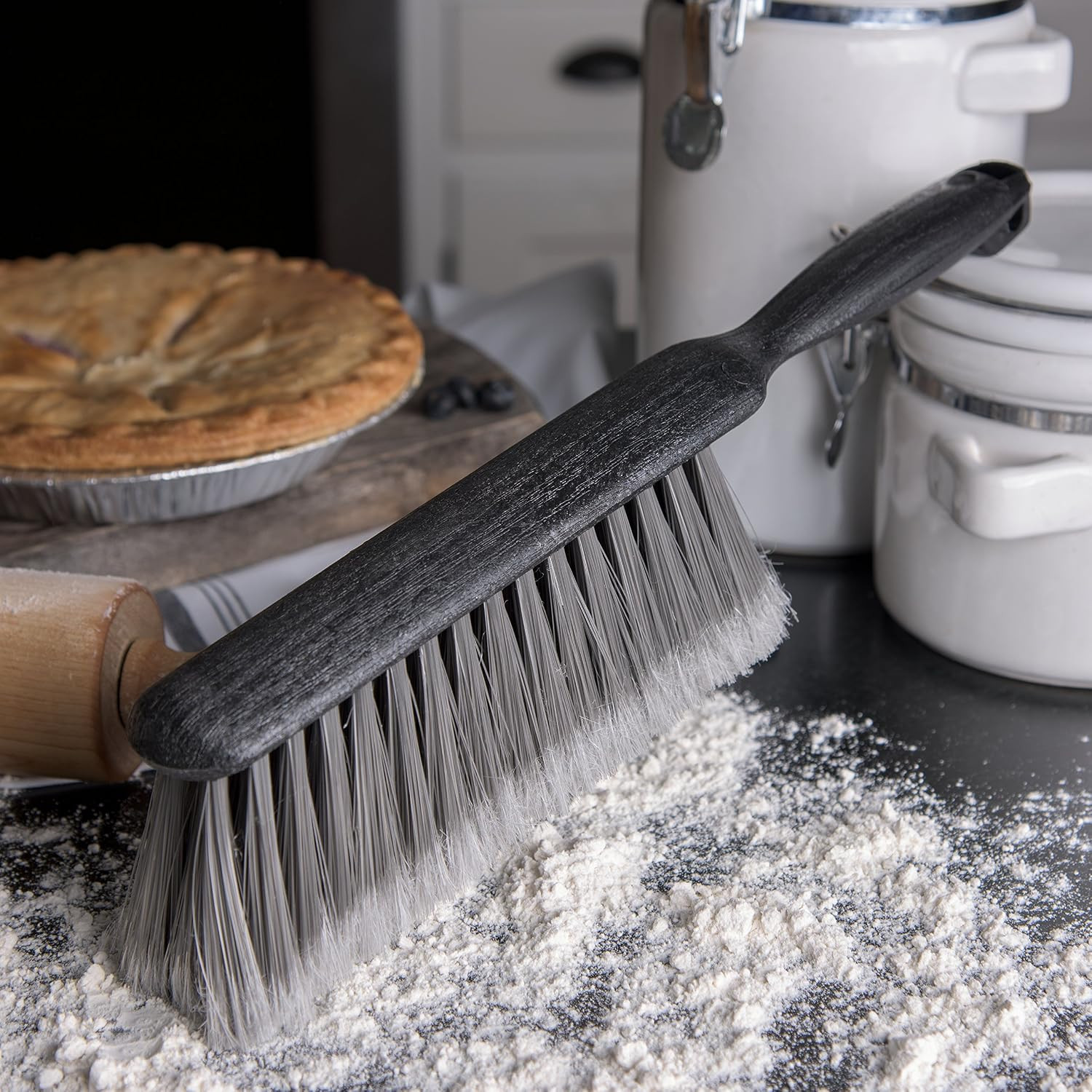 Flo-Pac Counter Brush, Bench Brush, Dustpan Brush with Flagged Bristles for Coun