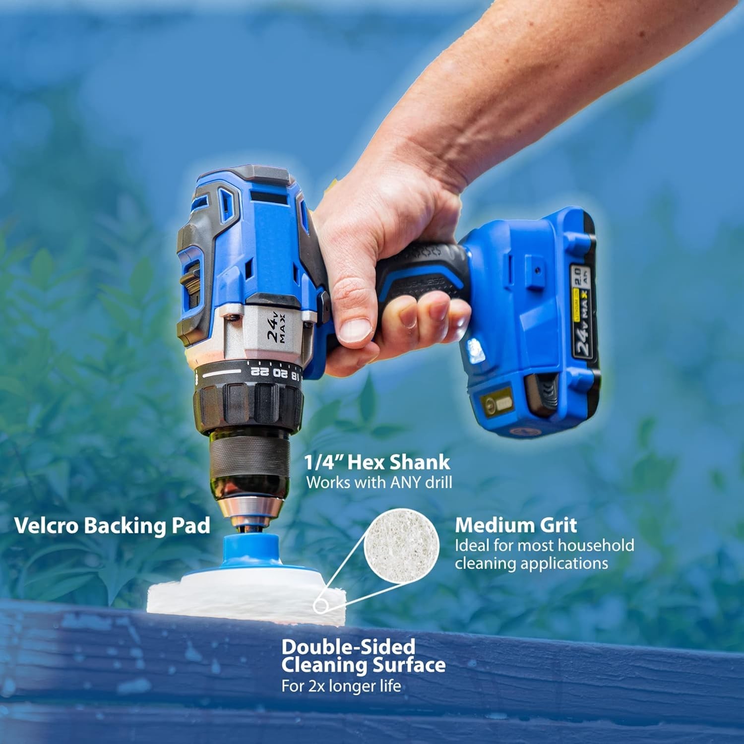 7 Pack Multipurpose Drill Brush Kit For Cleaning Bathrooms Showers Tubs Tile Flo