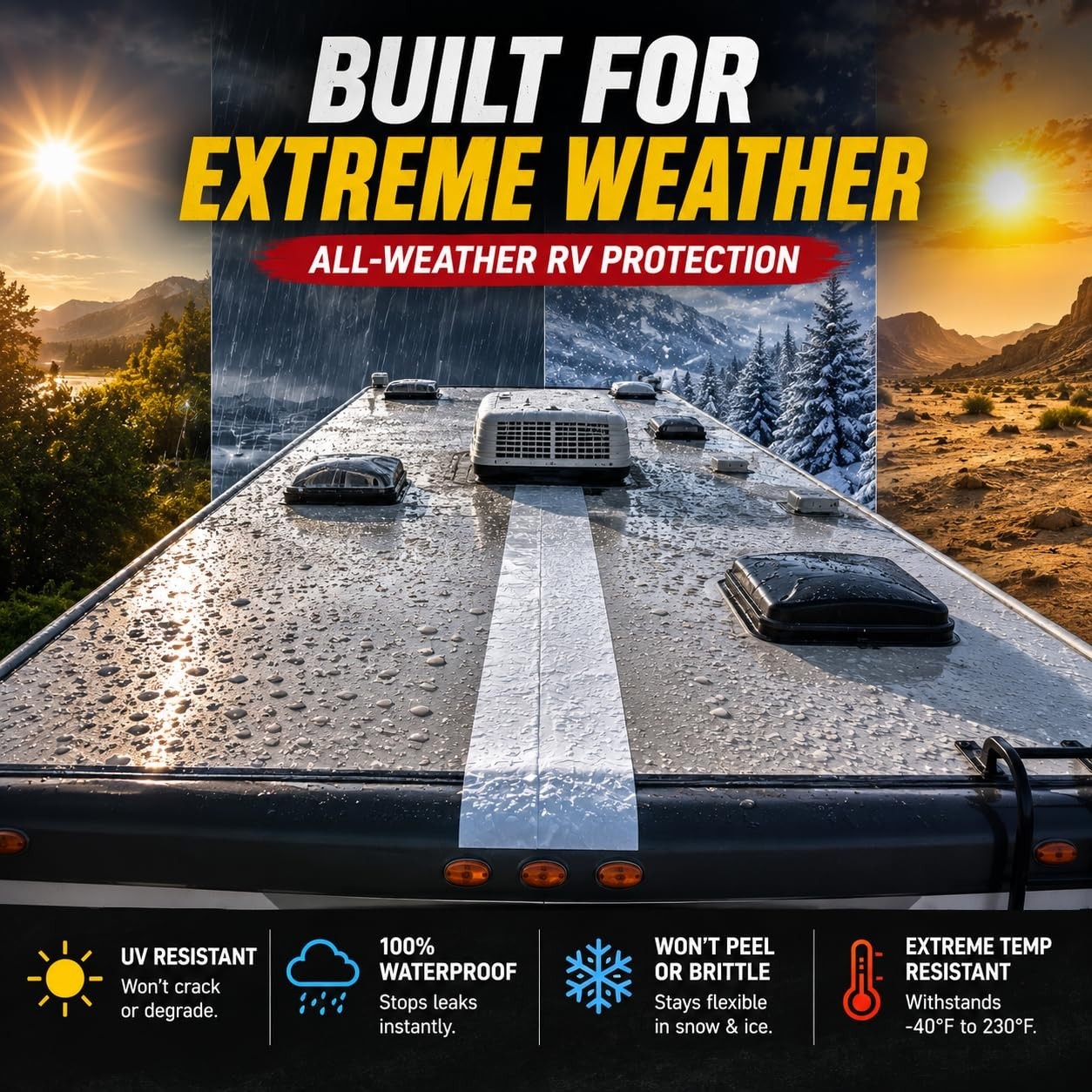 4″ x 55′ Waterproof RV Roof Seal Tape – UV Resistant Butyl Sealant for DIY Repai