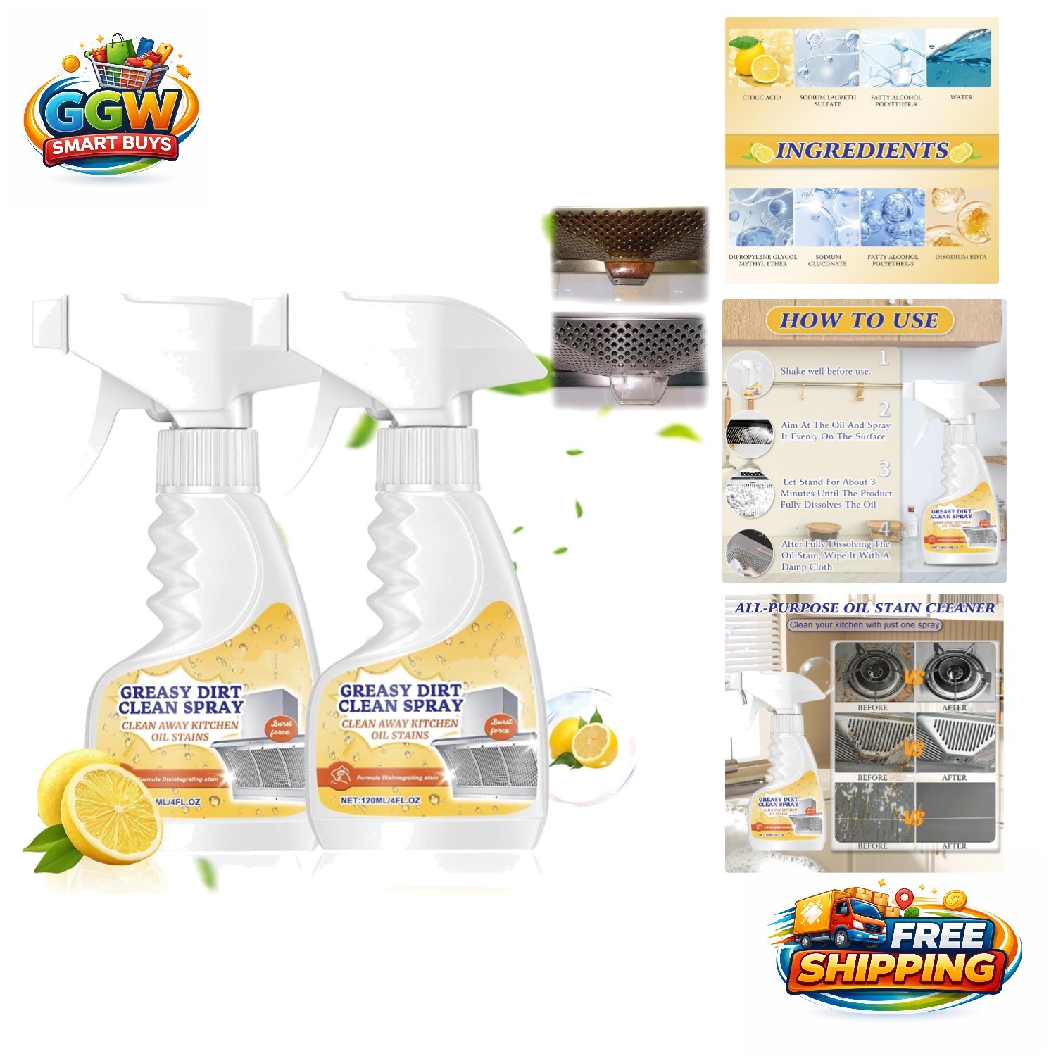 2pcs All-Purpose Oil Stain Cleaner Spray – Effortless Kitchen & Bathroom Care