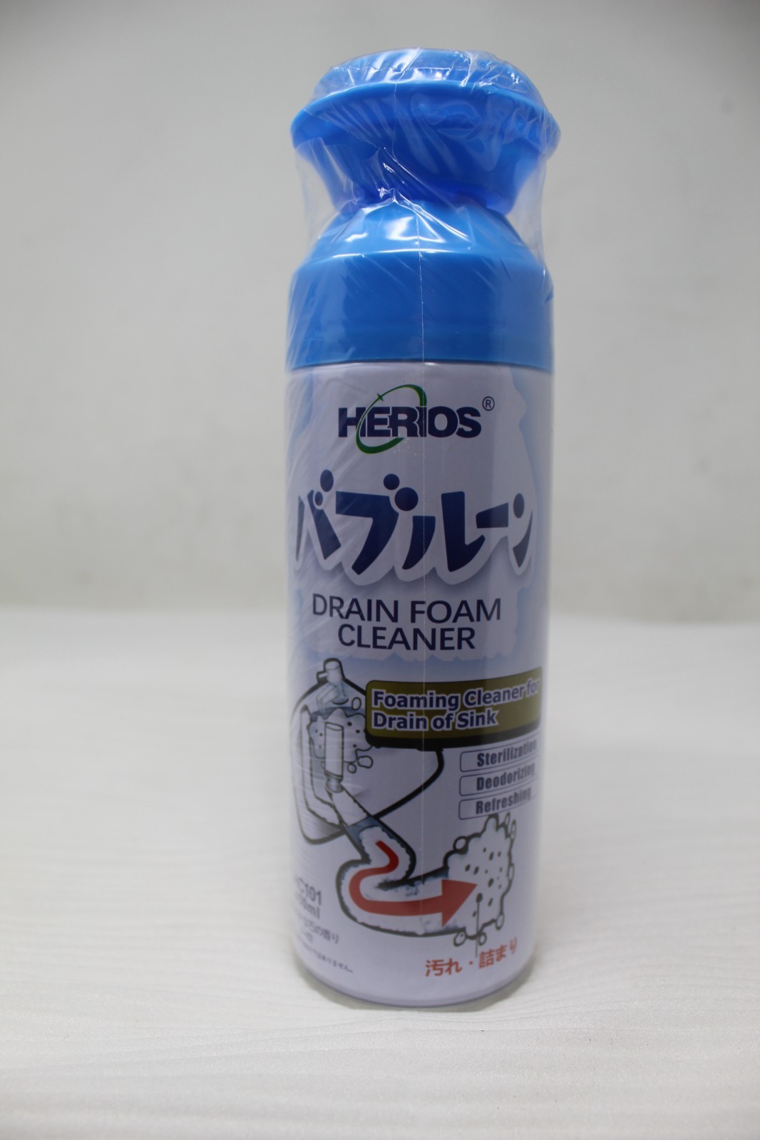 BRAND NEW Foaming Drain Cleaner HERIOS Sink Pipe Odor Removal Cleaning Foam