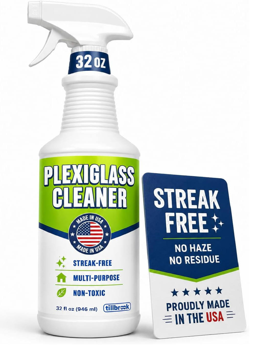Tillbrook Plexiglass Cleaner – 32 oz Acrylic Cleaner for Plexi glass, Plastic, V