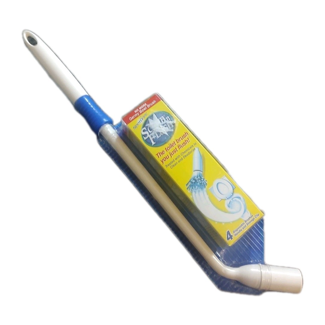 Scrub N Flush Toilet Bowl Brush and Holder with Cleaner Refill Spotless Txt Prod